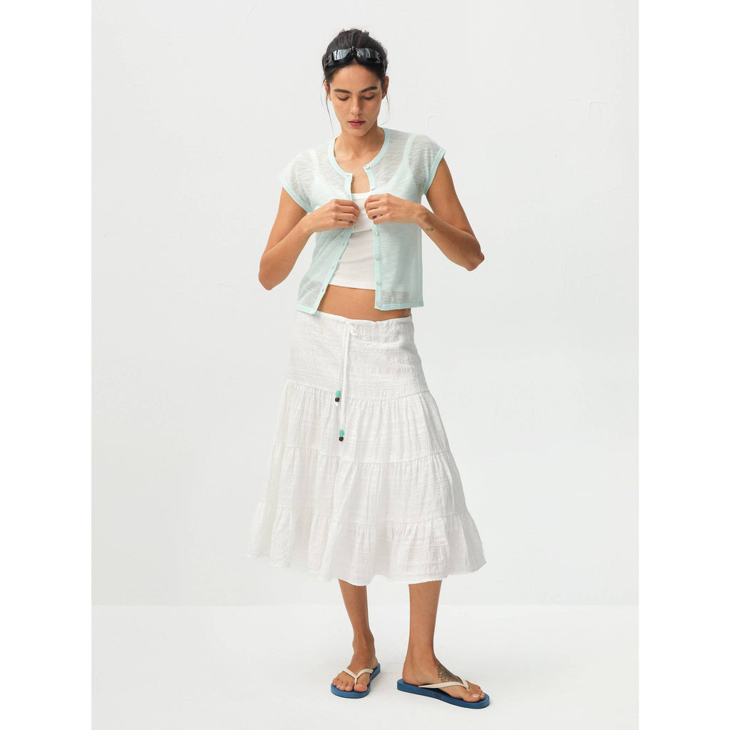 Recycled Viscose Sheer Knit Cardigan - Mint Green