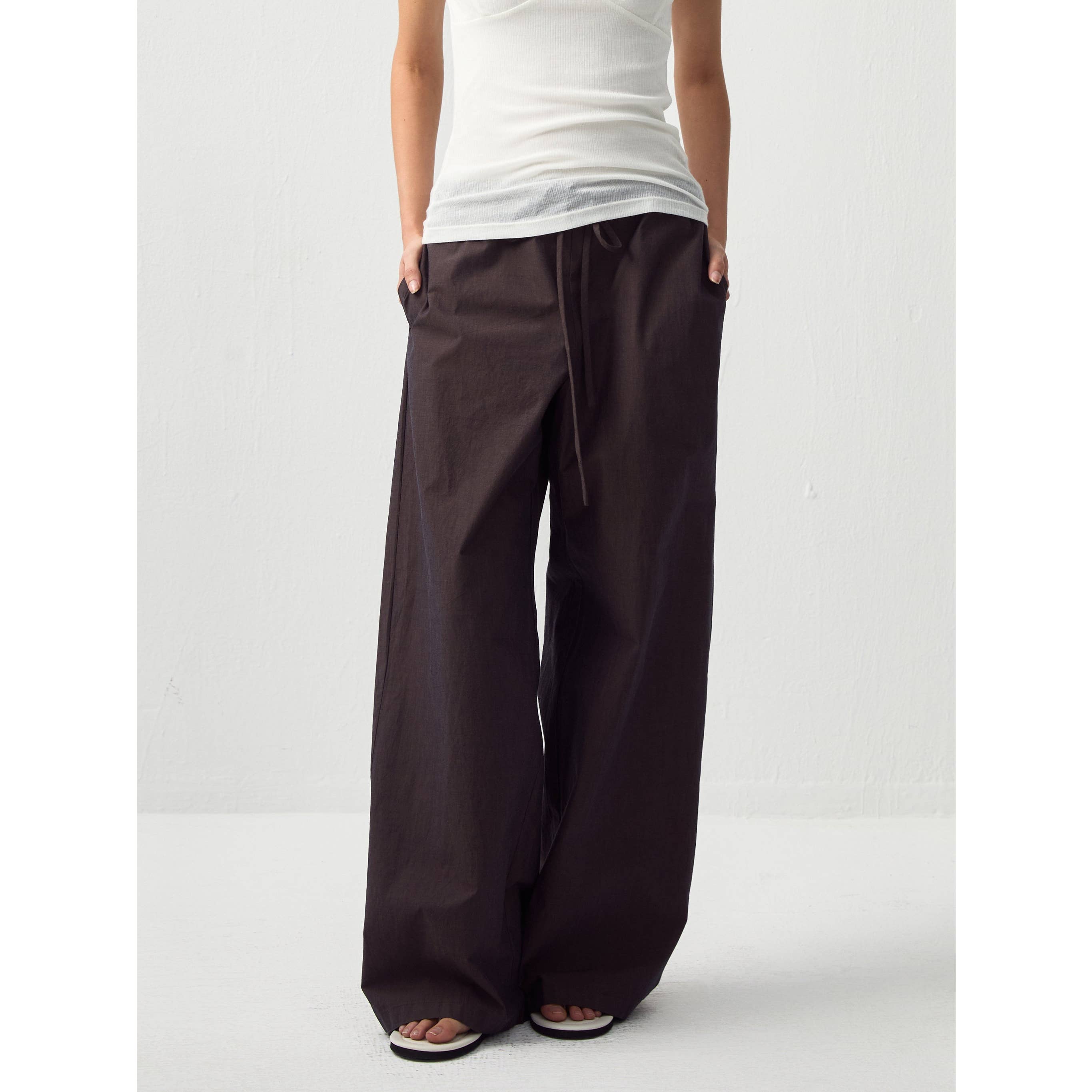 Relaxed Straight-Leg Cotton Trousers - Brown