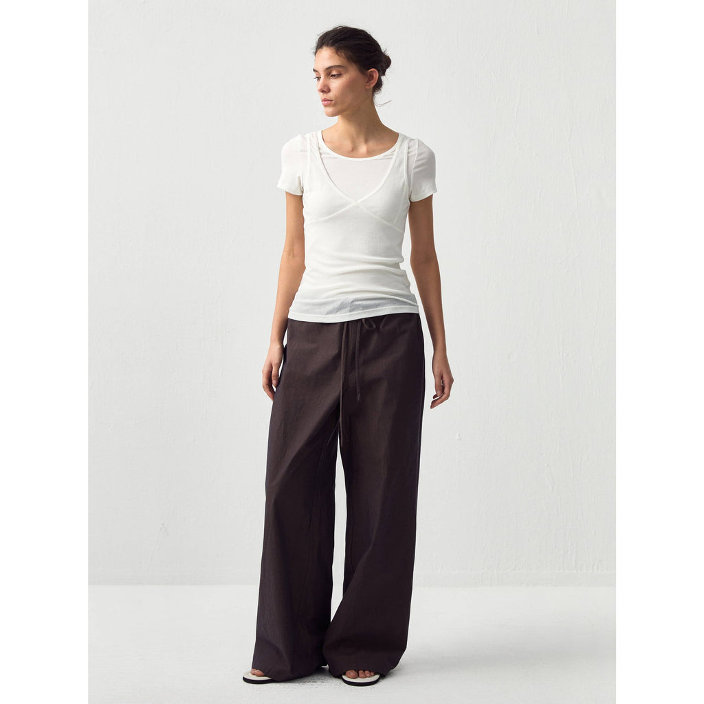 Relaxed Straight-Leg Cotton Trousers - Brown