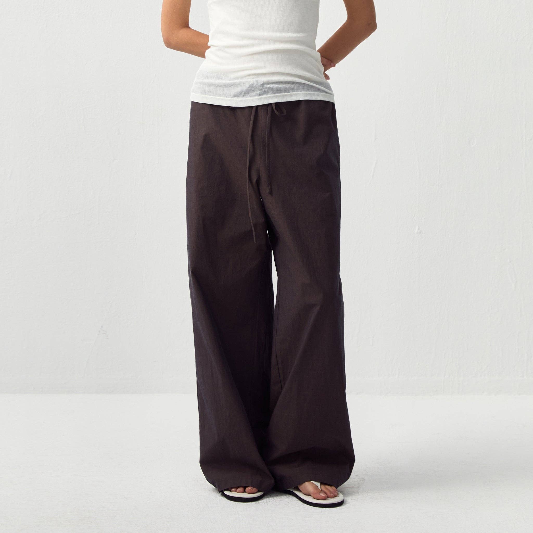 Relaxed Straight-Leg Cotton Trousers - Brown