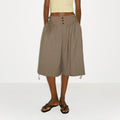 Striped Button-Front Culottes - Coffee