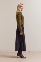 Button Up Collar Neck Cardigan - Dark Moss