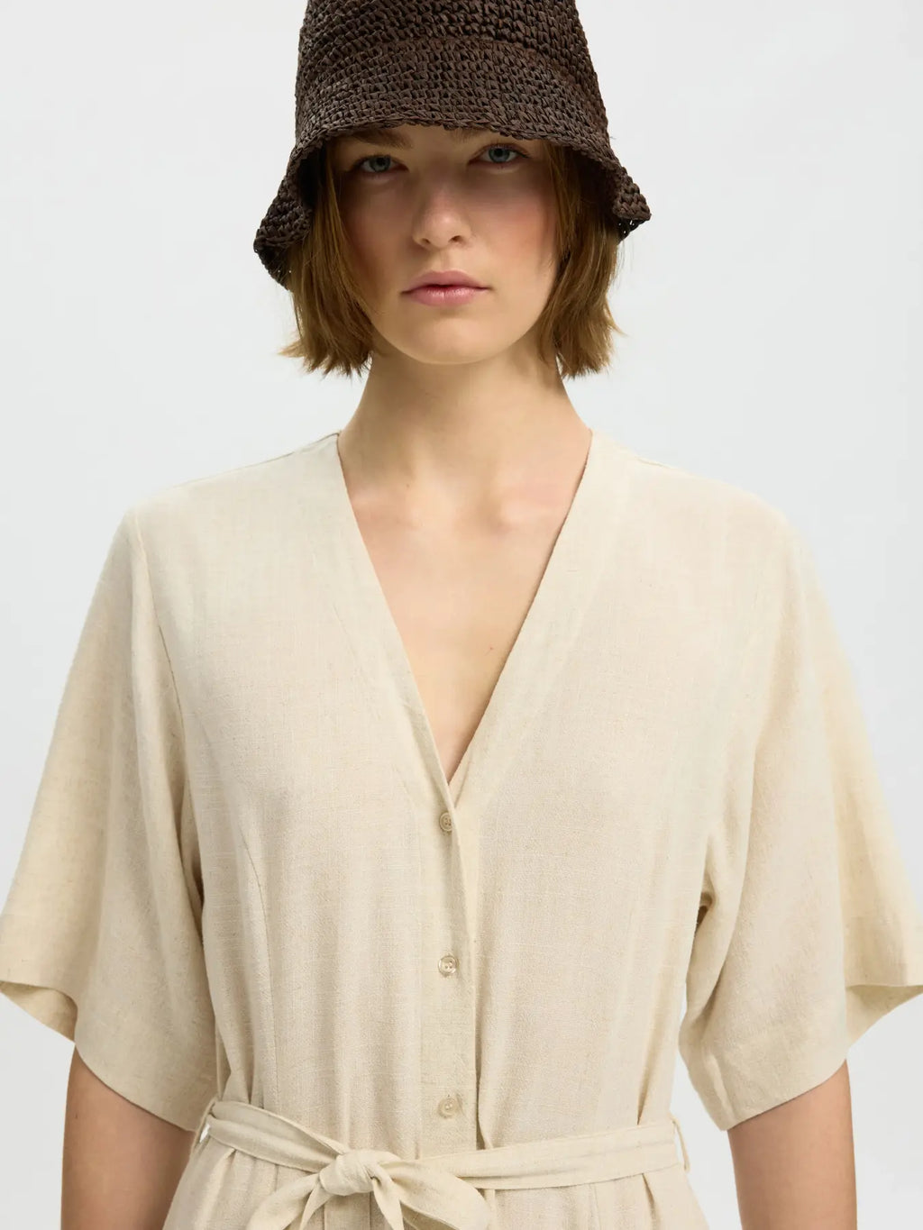 Viva Linen-Blend Dress - Sandshell
