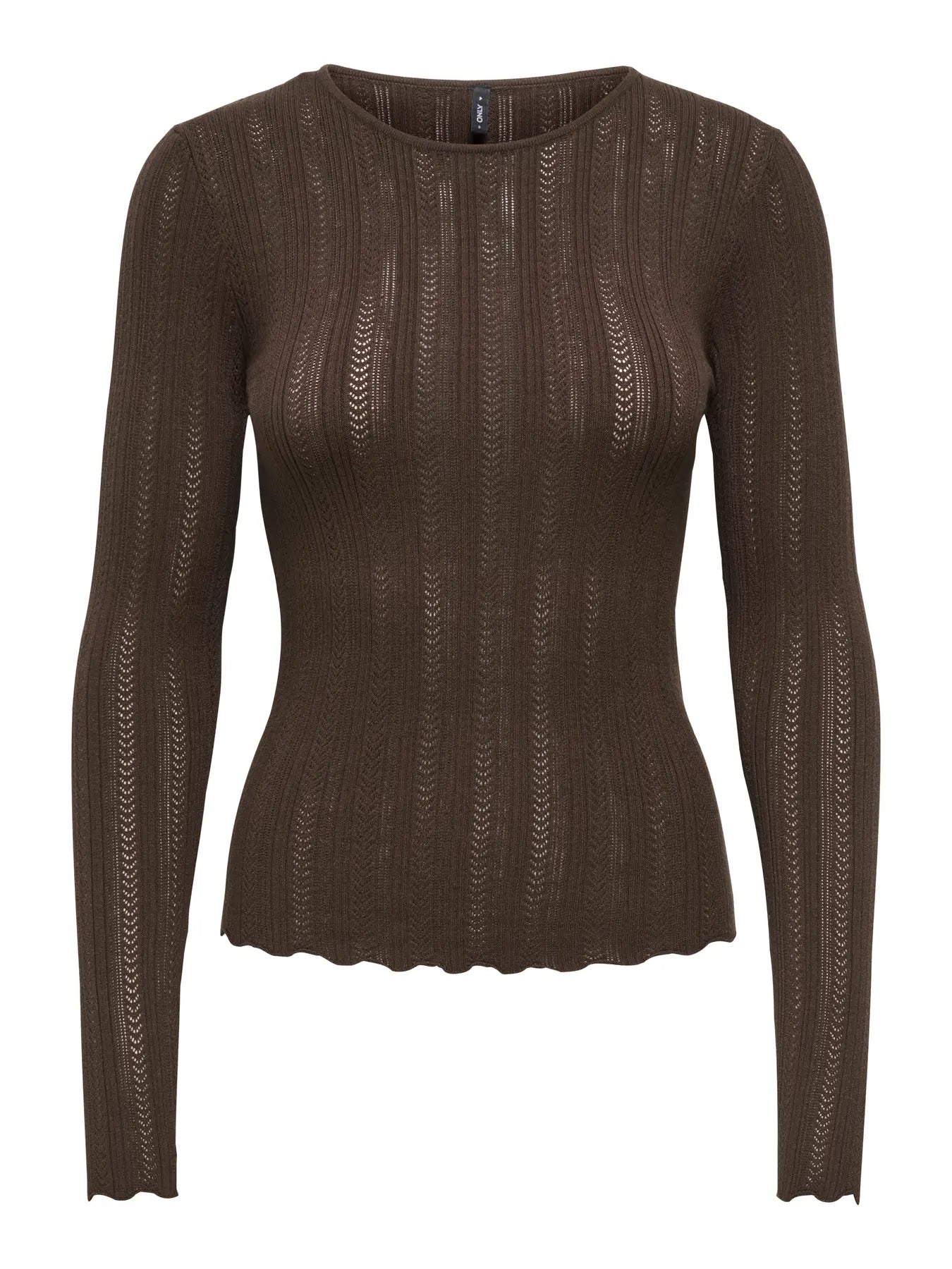 Aloha Pointelle O-Neck Knit Top