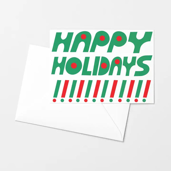 Happy Holidays Exclaim Risograph Greeting Card