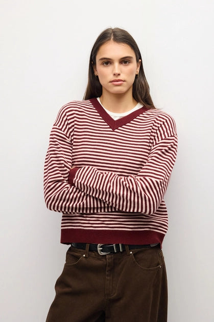The Beatrice Sweater - Burgundy/Pink