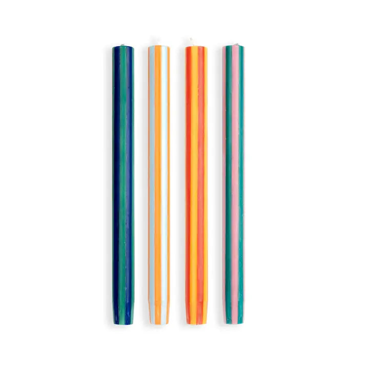 Stripe Dinner Candles - Mixed Set