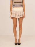 Solea White Ruffle Denim Mini Skirt