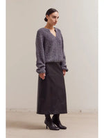 Opened V-Neck Sweater - Charcoal