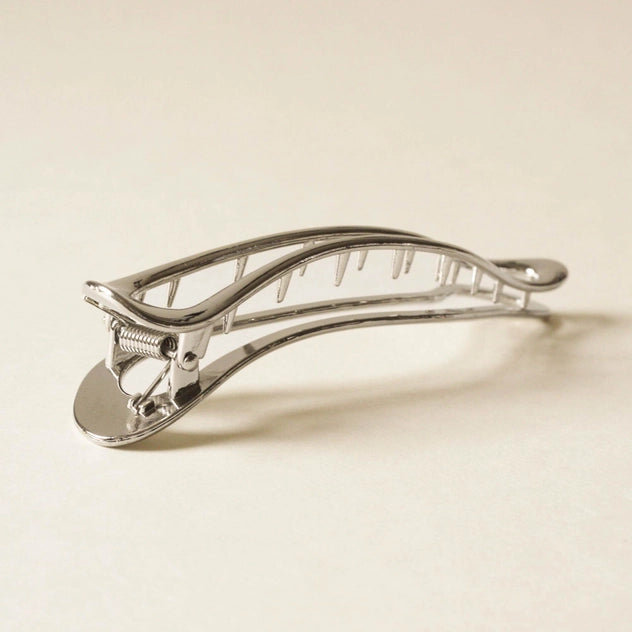 Long Metal Hair Claw Clip - Silver