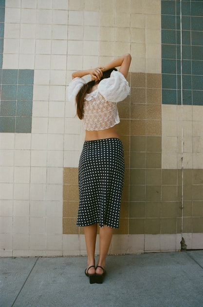 Bias Midi Slip Skirt - Domino Dot
