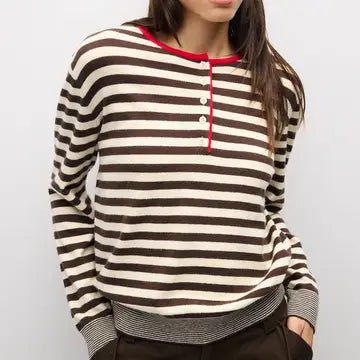 The Virginia Sweater - Cream, Brown, Red