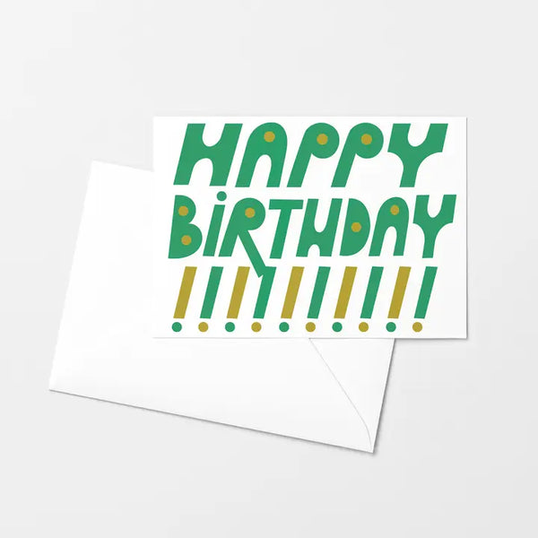 Happy Birthday Exclaim Risograph Greeting Card
