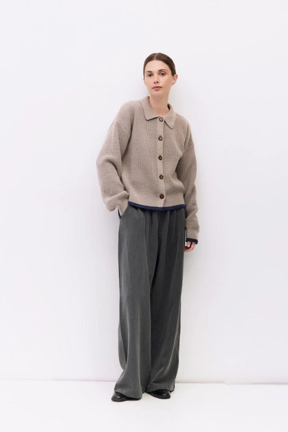 The Hans Cardigan - Taupe/Navy