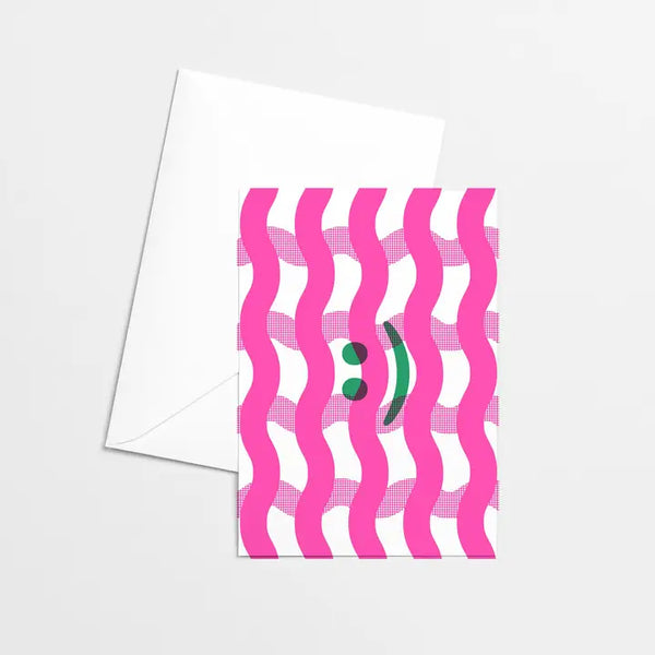 Emoji Happy Face Risograph Greeting Card