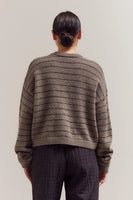 Striped Drop Shoulder Sweater - Tapenade