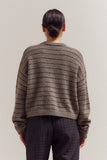 Striped Drop Shoulder Sweater - Tapenade