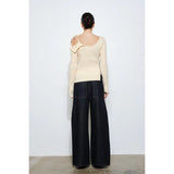 Cecily Asymmetrical Tie Sweater - Oatmeal