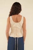 Caris Tie Back Jersey Tank - Natural