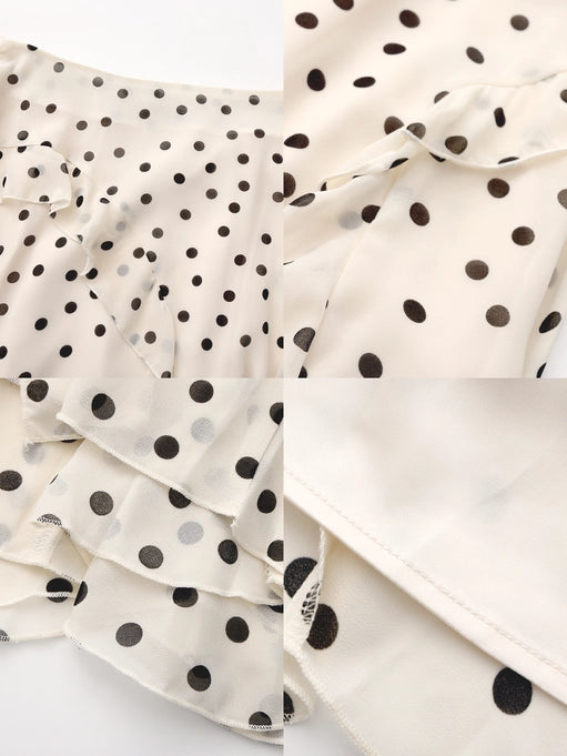 Polka Dot Ruffled Asymmetrical Hem Skirt