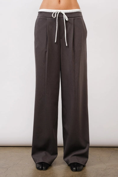 Jordyn Satin Waistband Trousers - Charcoal