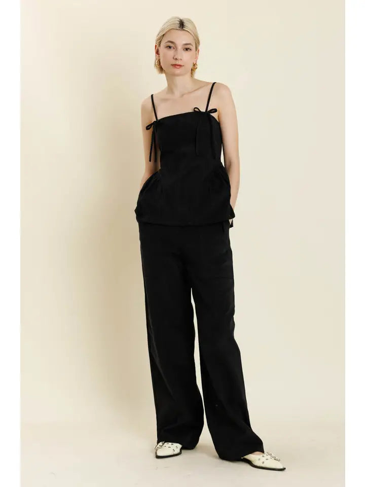 Bow Trim Peplum Top