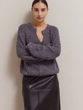 Opened V-Neck Sweater - Charcoal