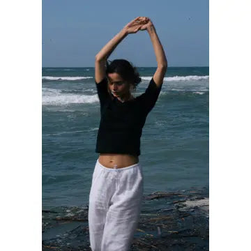 Organic Rib V-Neck - Black