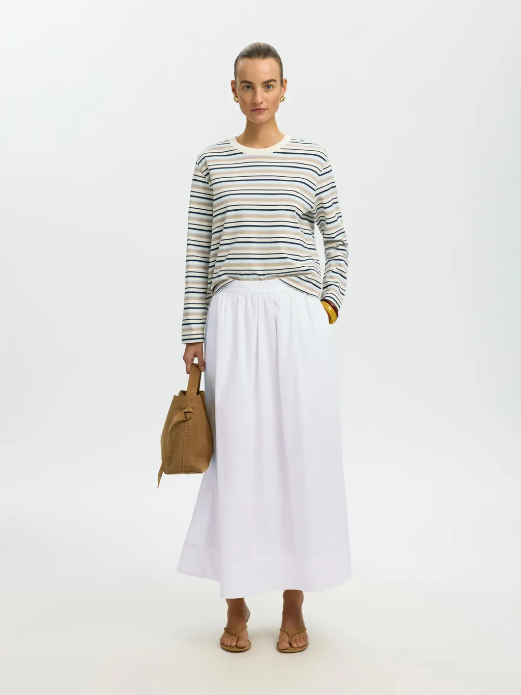 Blair High Waisted Ankle Slit Skirt