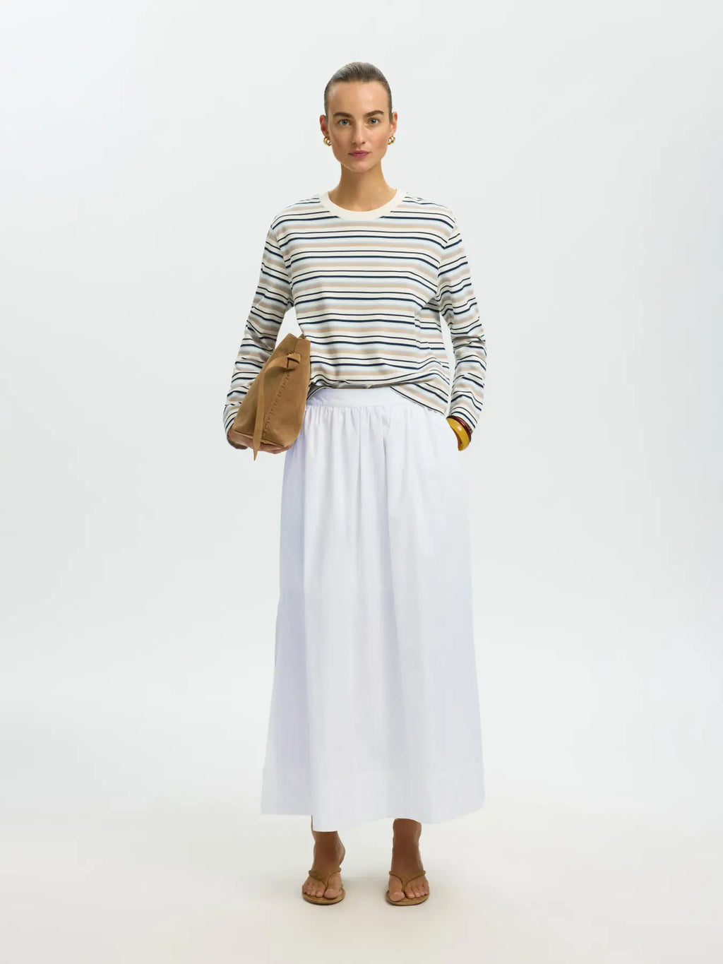 Blair High Waisted Ankle Slit Skirt