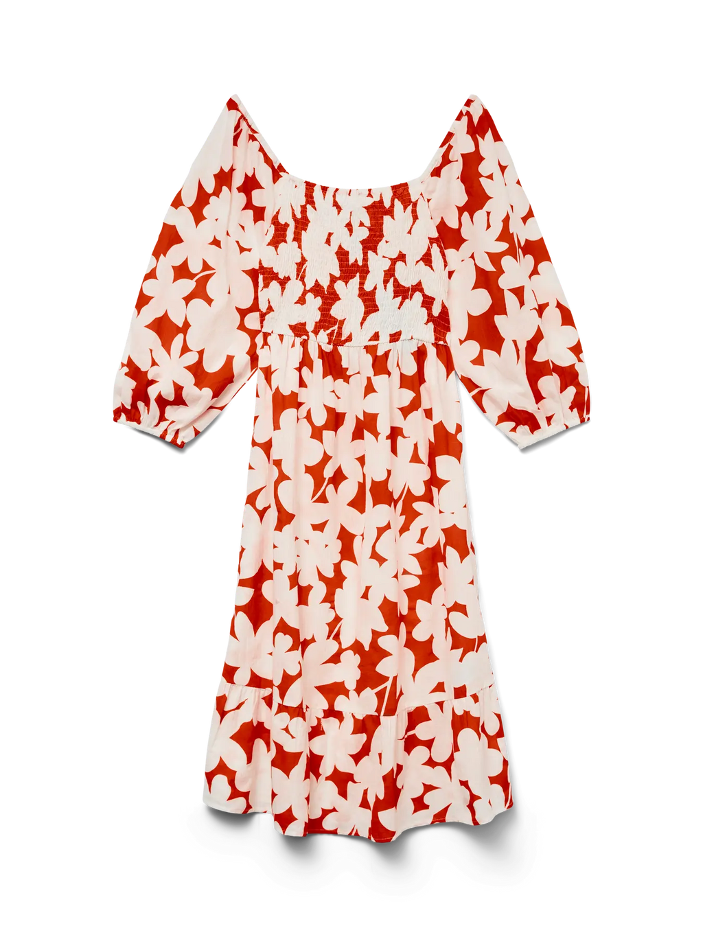 Dicthe 3/4 Square Calf Dress - Fiery Red Loa