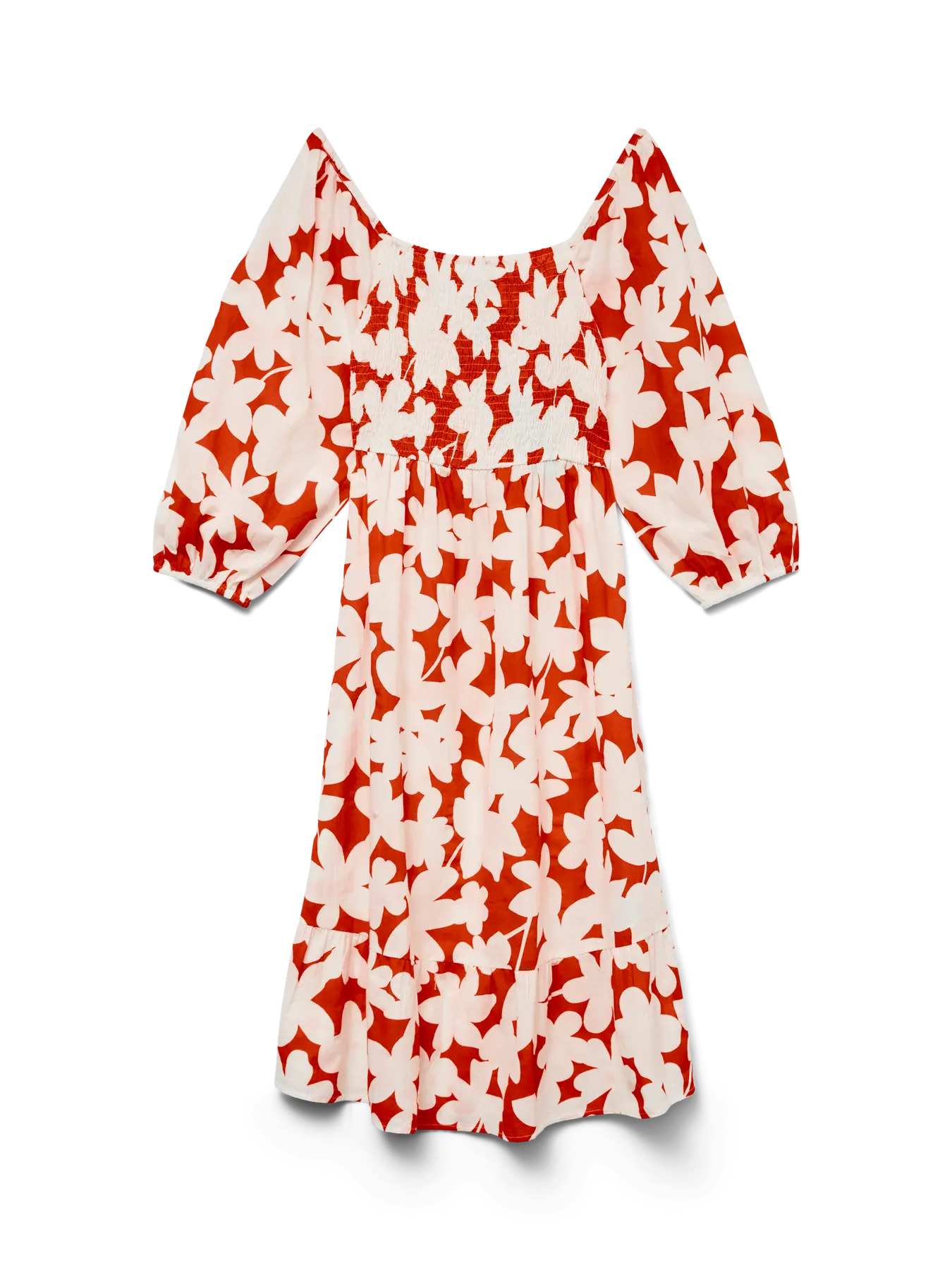 Dicthe 3/4 Square Calf Dress - Fiery Red Loa