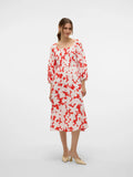Dicthe 3/4 Square Calf Dress - Fiery Red Loa