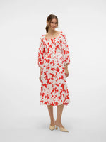 Dicthe 3/4 Square Calf Dress - Fiery Red Loa