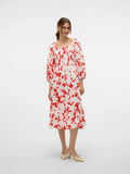 Dicthe 3/4 Square Calf Dress - Fiery Red Loa
