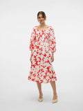 Dicthe 3/4 Square Calf Dress - Fiery Red Loa
