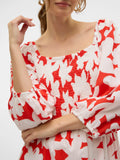Dicthe 3/4 Square Calf Dress - Fiery Red Loa
