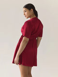 Wrap Satin Dress - Pomegranate