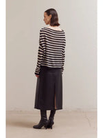 Stripe Off Shoulder Knit - Black