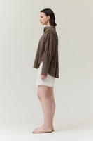 Shirred Back Cotton Shirt - Umber