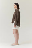 Shirred Back Cotton Shirt - Umber