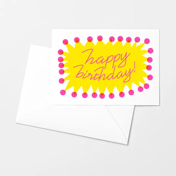 Happy Birthday Starburst Risograph Card