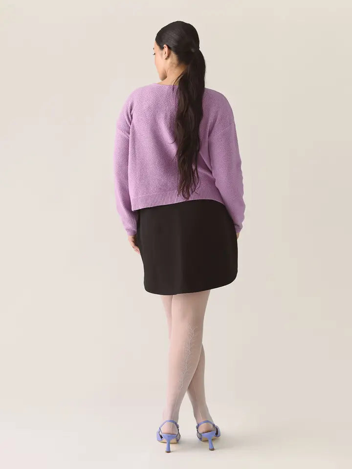 Bow Merino Cardigan - Lilac