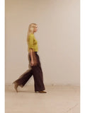 3/4 Short Sleeve Collar Neck Knit Top - Citron
