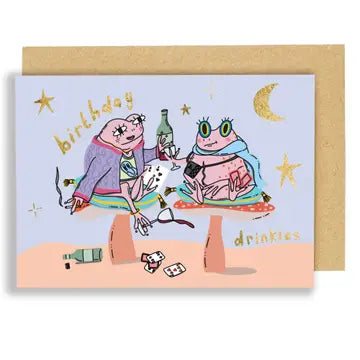 Frogs Drinkies Birthday Card