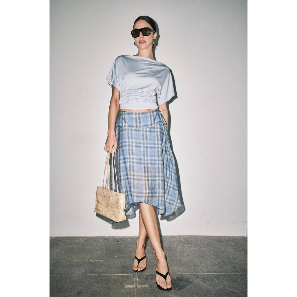 Emily Plaid Asymmetric Wrap Skirt