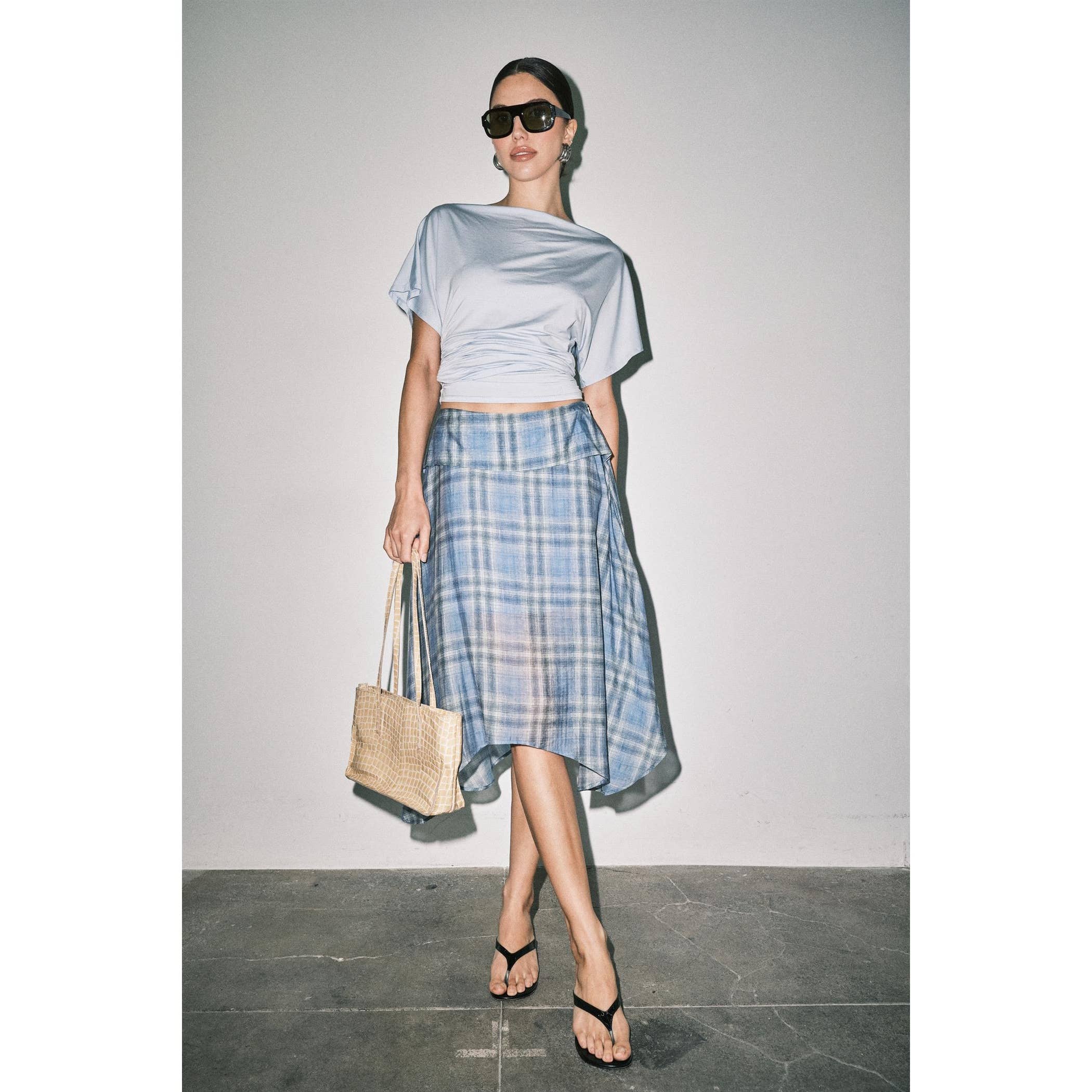 Emily Plaid Asymmetric Wrap Skirt