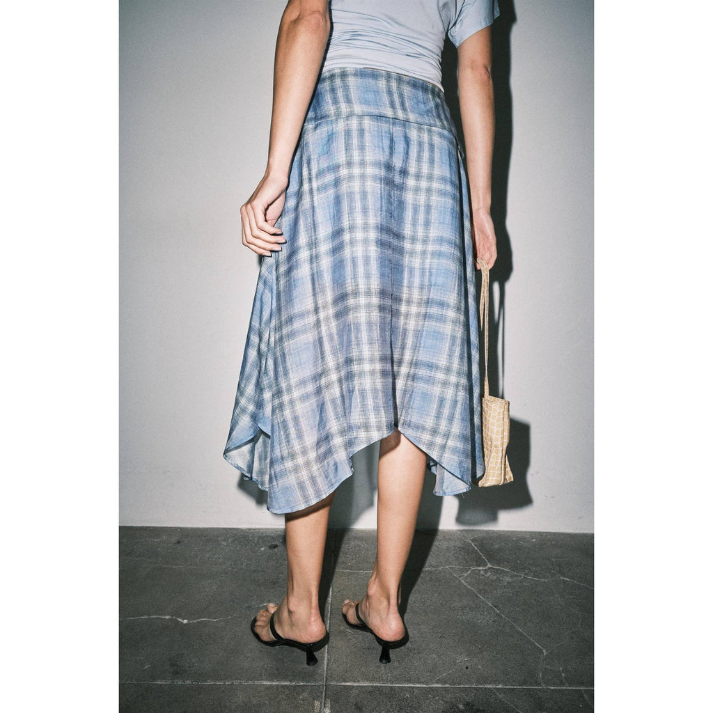Emily Plaid Asymmetric Wrap Skirt