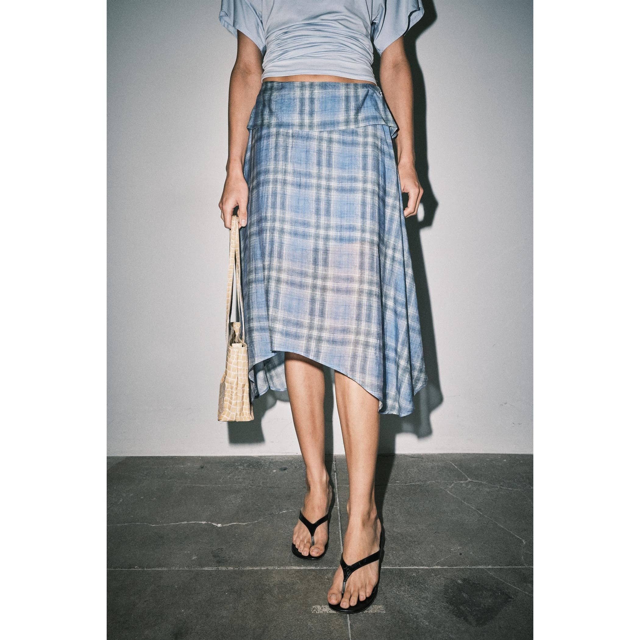 Emily Plaid Asymmetric Wrap Skirt