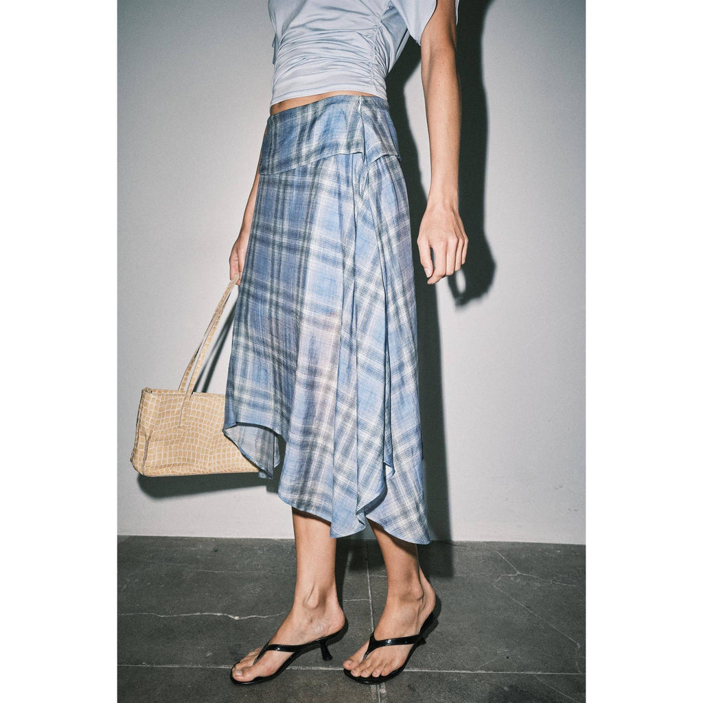 Emily Plaid Asymmetric Wrap Skirt